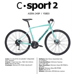 Bianchi C-Sport 2 จักรยานไฮบริดเฟรมอลู ดิสน้ำมัน 24 สปีด ฺ(3x8)