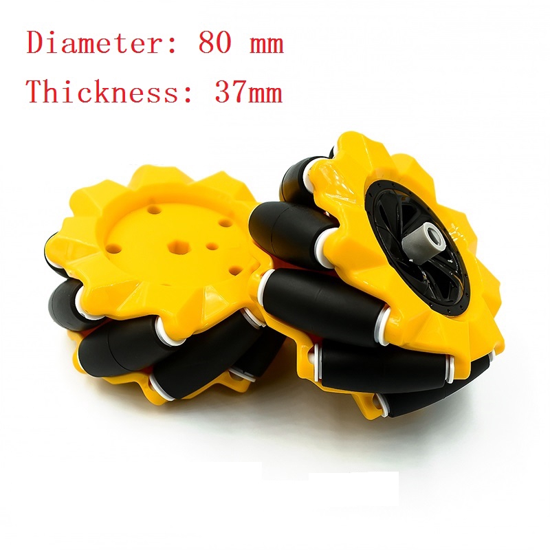 Mecanum Wheels Omnidirectional Wheels 80mm TT Motor Smart Car Mobile Car wheel【L R] Yellow 1/คู่