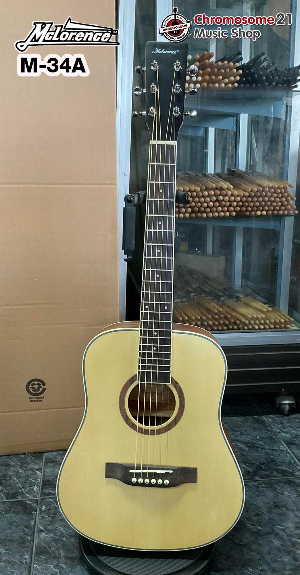 กีตาร์โปร่ง Mclorence M-34A ขนาด34" ขนาดเล็กมินิ (สีไม้)