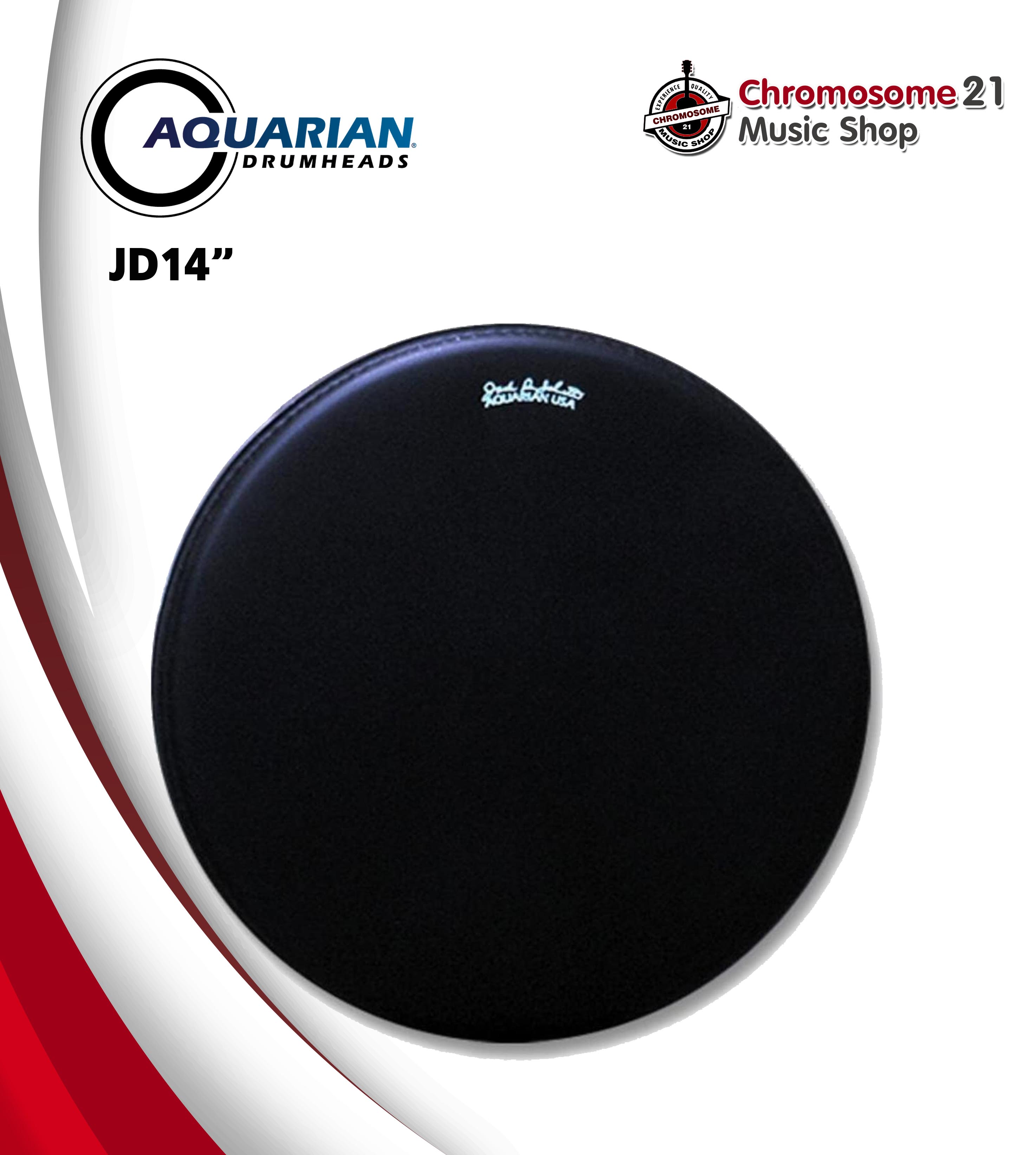 หนังกลองสแนร์ Aquarian รุ่น Jack Dejohnette JD14 (หนังสาก สีดำด้าน)