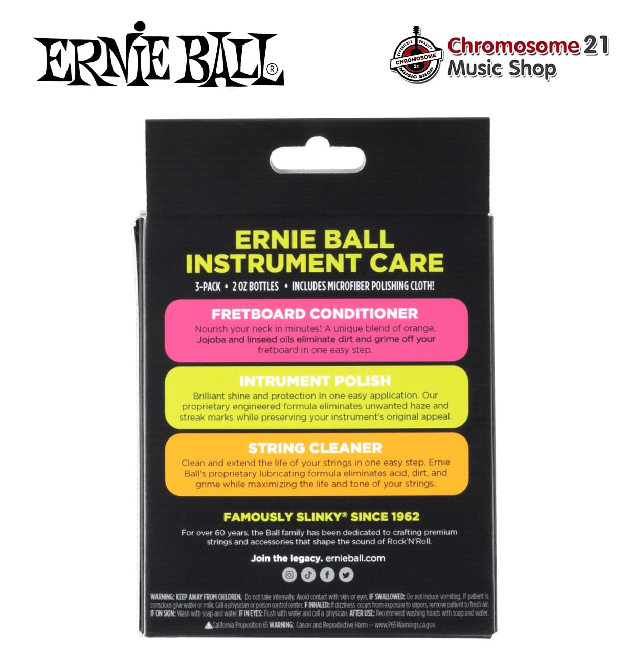 ชุดน้ำยาดูแลเครื่องดนตรี Ernie Ball P04225 พร้อมผ้าทำความสะอาดไมโครไฟเบอร์