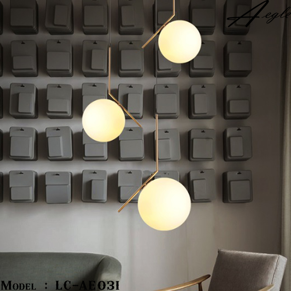 โคมไฟห้อยเพดานลูกแก้ว Modern Luxury gold