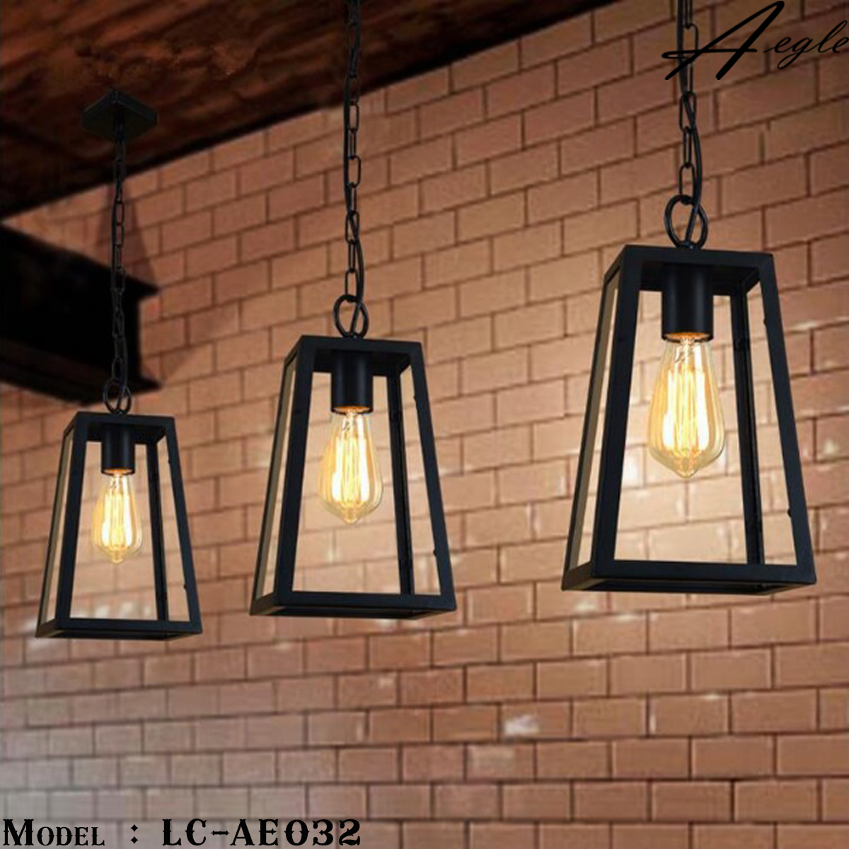 โคมไฟห้อยเพดานทรงกล่องกระจกสี่เหลี่ยม