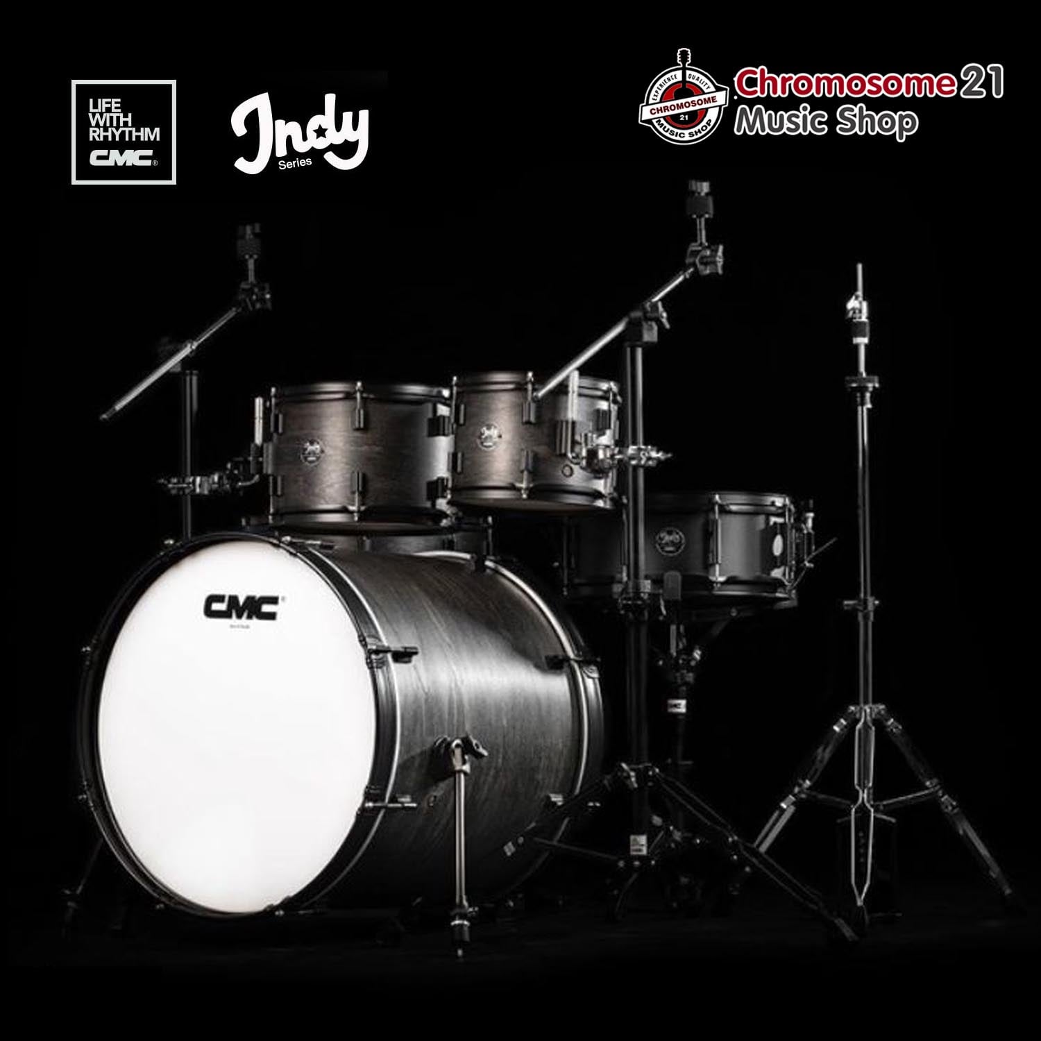 กลองชุด CMC Indy Series [Black Colour] ชุด 5 ใบ เซต 1 พร้อมฮาร์ดแวร์
