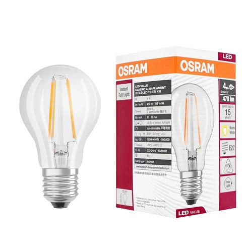 หลอดไฟ LED 4W OSRAM VALUE FILAMENT CLASSIC P E14