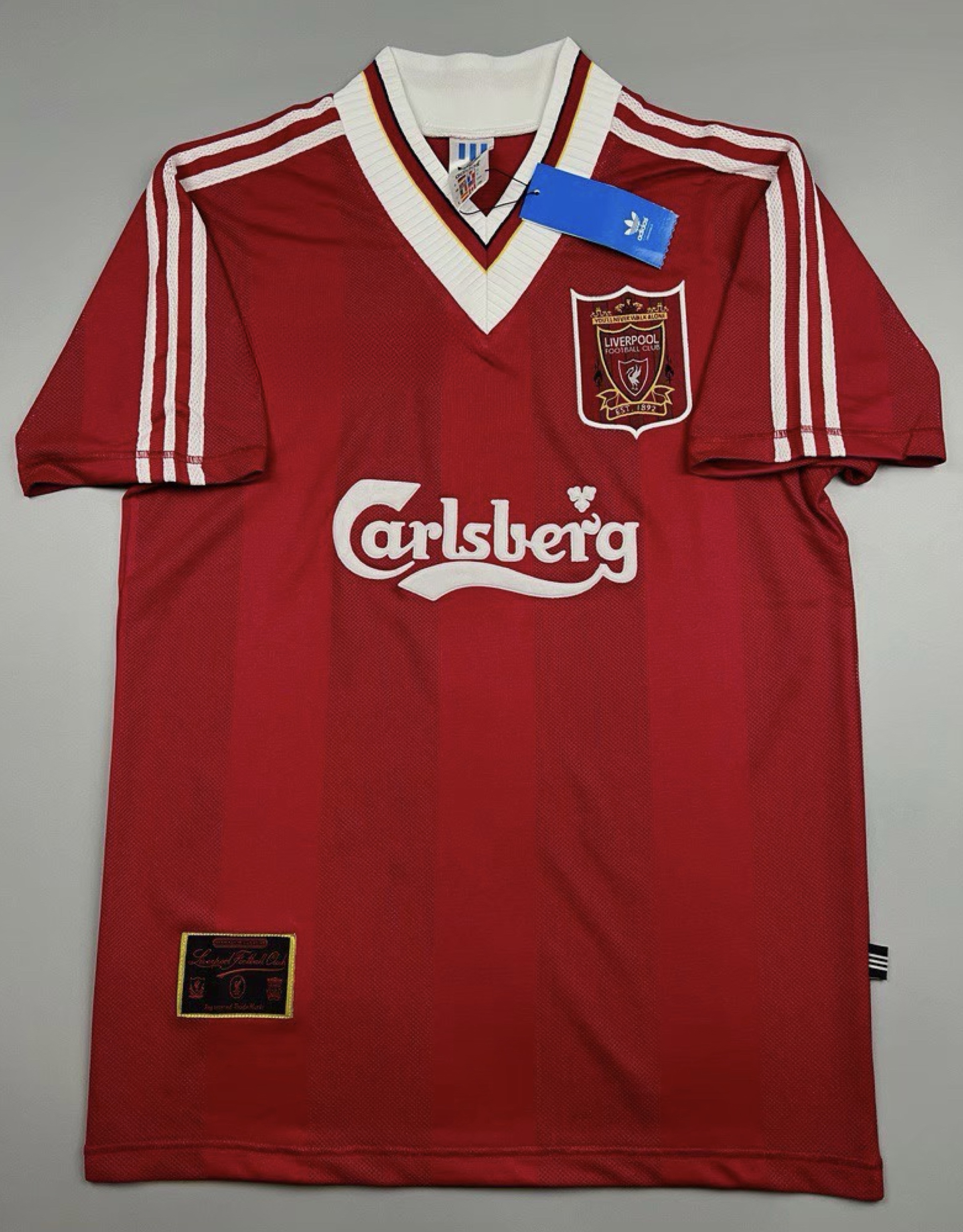 Retro เสื้อบอล ย้อนยุค ลิเว่อ เหย้า 1995 Retro Home คอหนา เรโทร คลาสสิค 1995-96