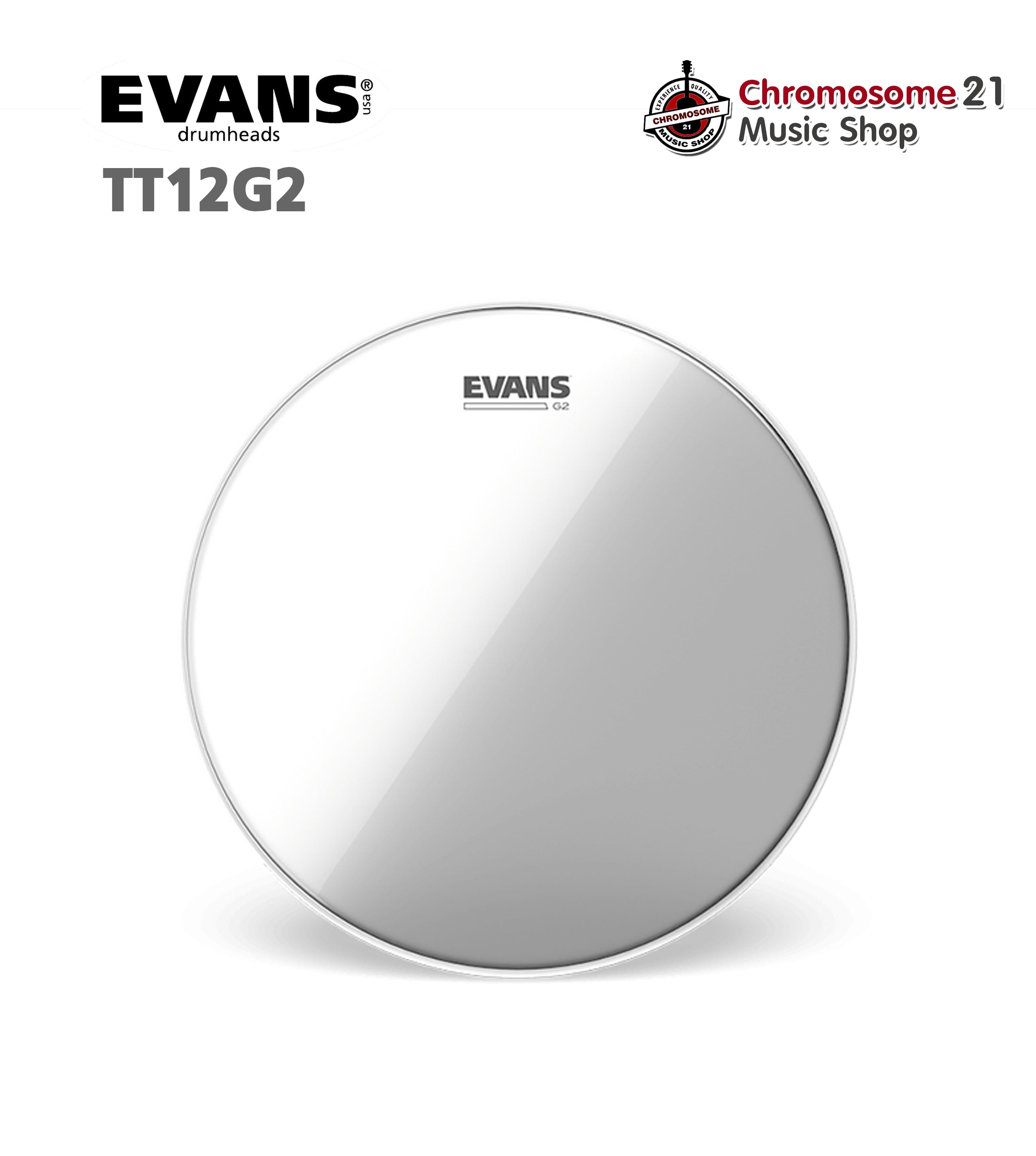 หนังกลองทอม Evans TT12G2 ขนาด 12 นิ้ว หนังใส 2 ชั้น