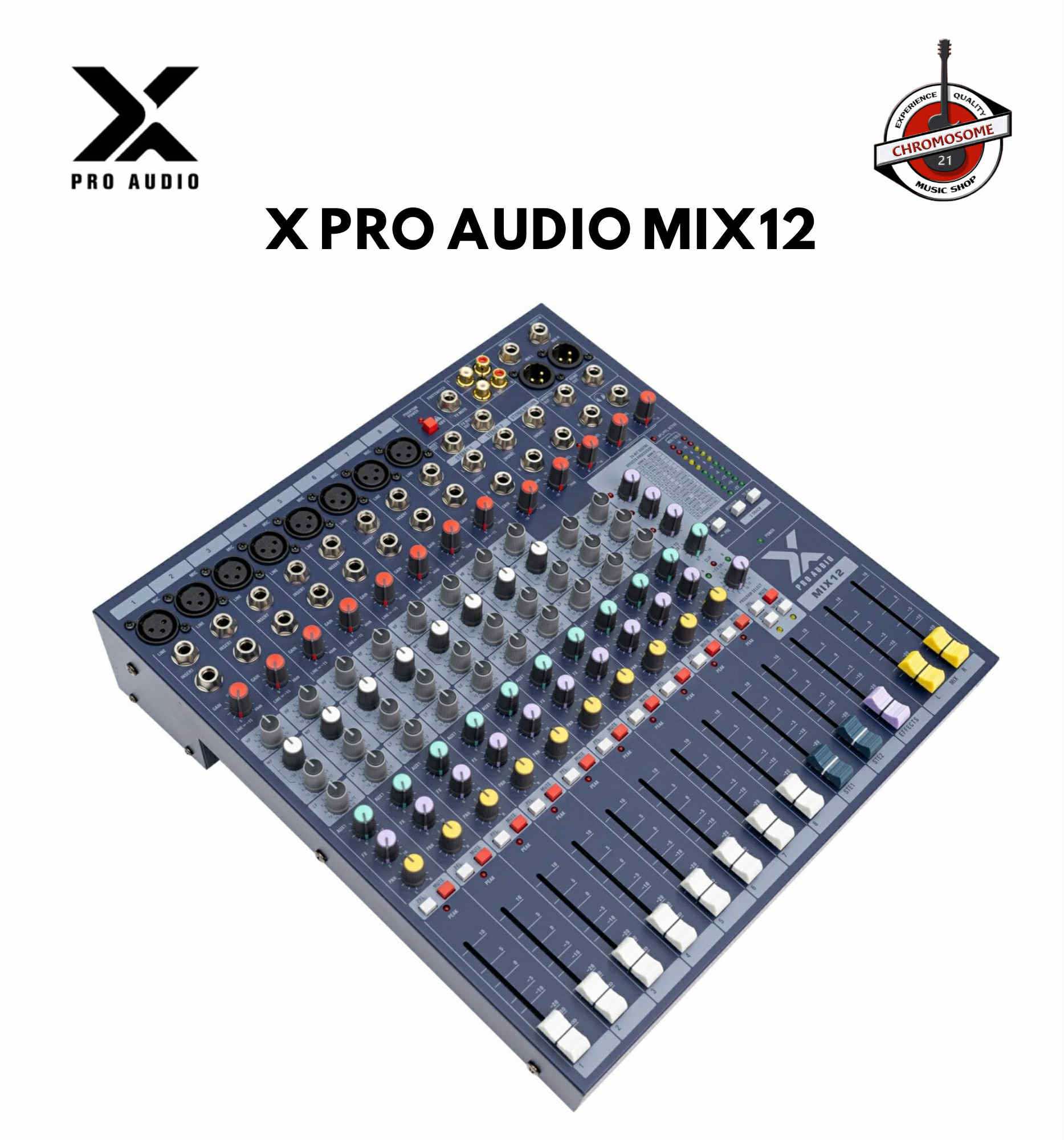 มิกเซอร์อนาล็อก X PRO AUDIO MIX12 เสียบไมค์ได้ 8 ช่อง เอฟเฟคในตัว