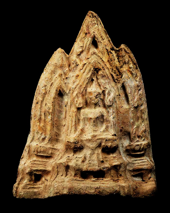 พระเนื้อดินซุ้มปราสาท ลพ.ขอม วัดไผ่โรงวัว สุพรรณบุรี ยุคแรก ปี 2505 #lnw617