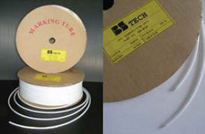ปลอก PVC มาร์คสายไฟ สีขาว ยี่ห้อ BS TECH PVC Marking Tube White ราคาต่อม้วน ม้วนละ 100-200 เมตร เลือกด้านล่าง