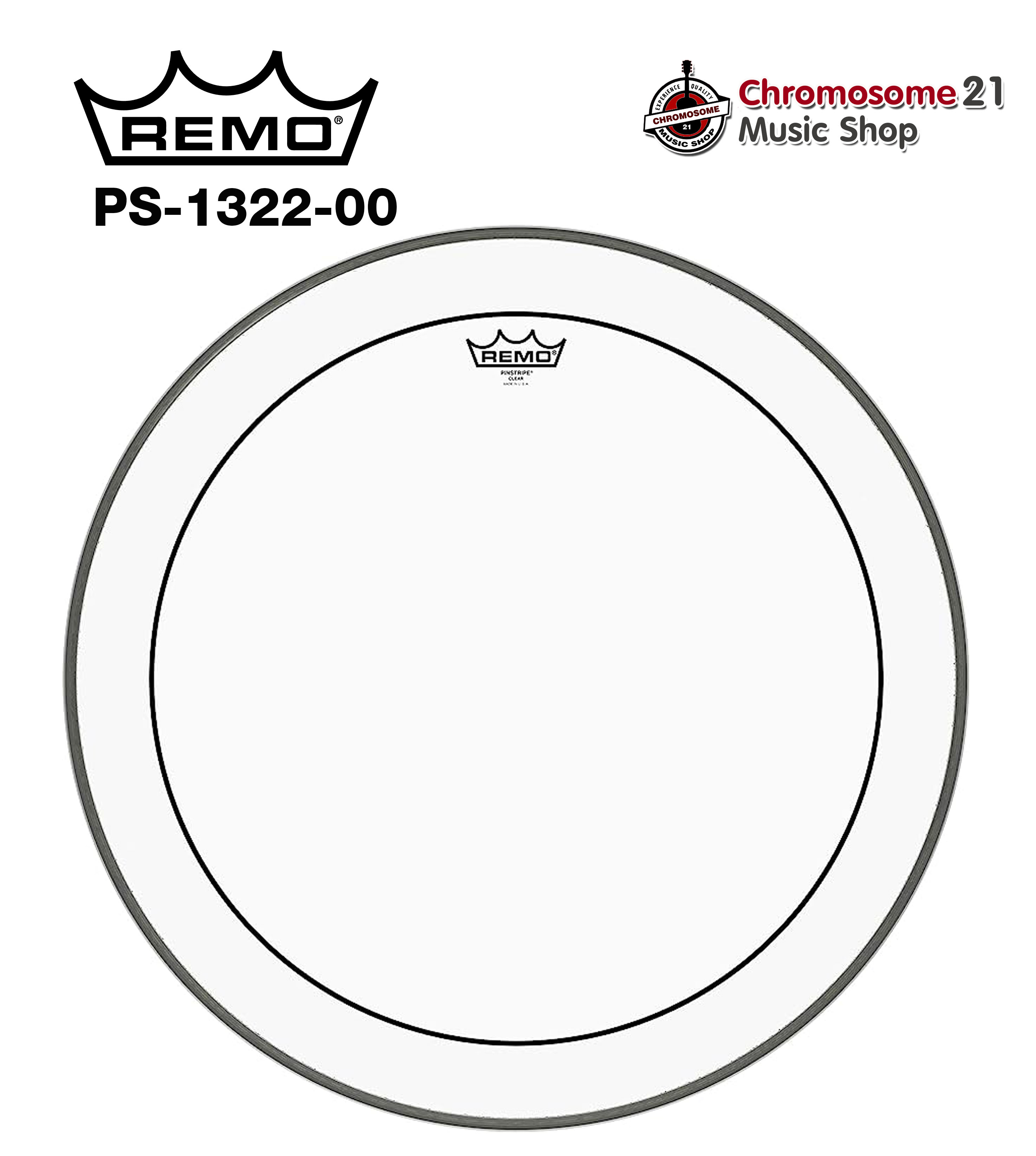 หนังกระเดื่อง REMO USA หนังน้ำมัน2ชั้น Pinstripe clear 22" PS-1322-00 ขนาด 22นิ้ว