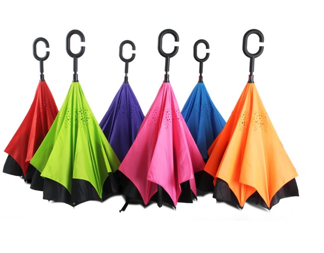 ร่มกลับด้าน สีแดง (คละสี)