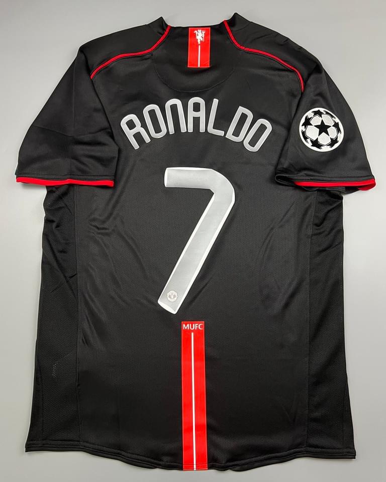 เสื้อบอลย้อนยุค แมนยู 2007 เยือน สีดำ Retro Manchester United Away เรโทร คลาสสิค 2007-08