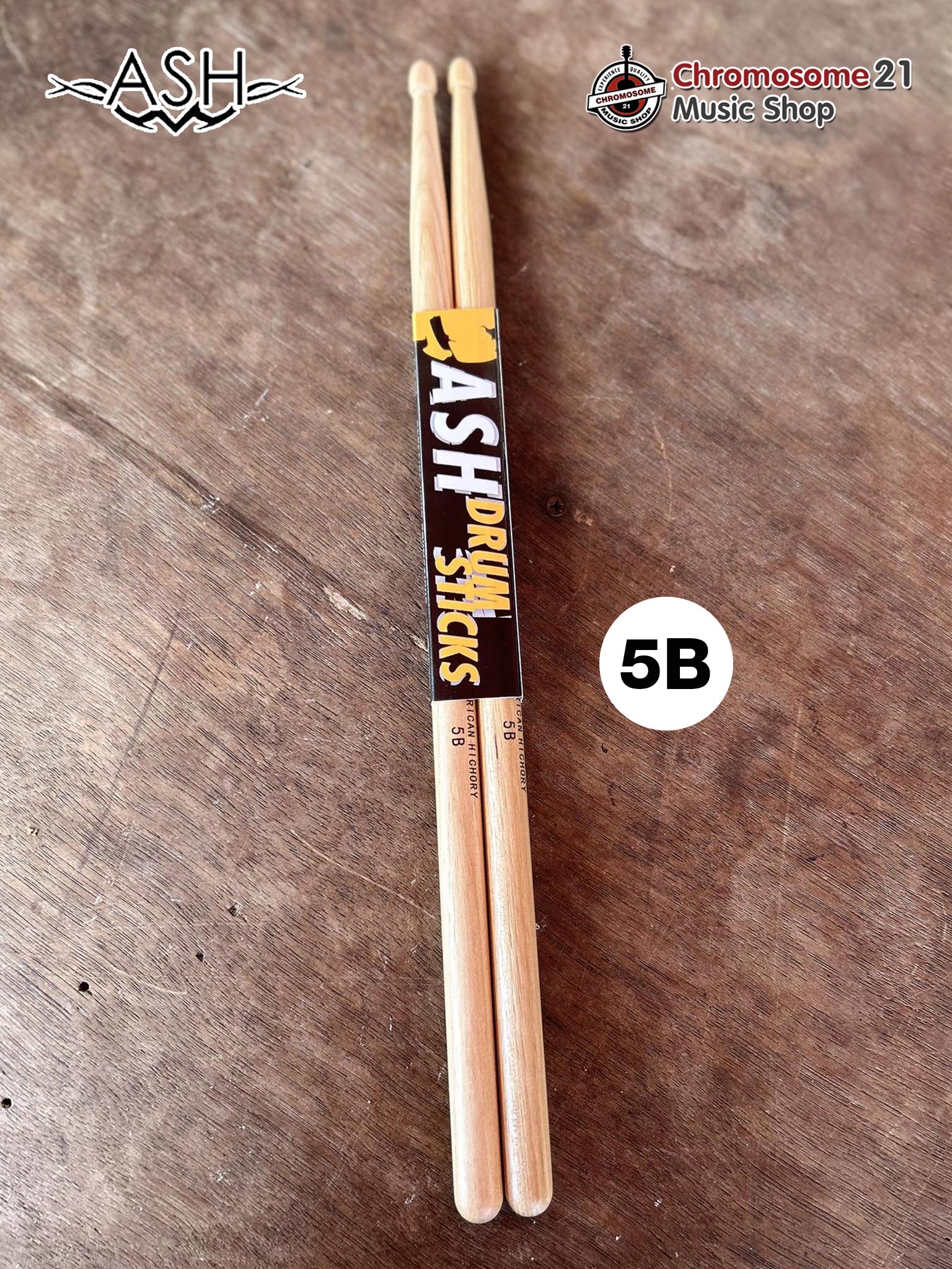 ไม้กลอง ASH ขนาด 5B ผลิตจากไม้ Amarican Hickory เกรด Premium น้ำหนักมาตราฐาน ไม่หักง่าย