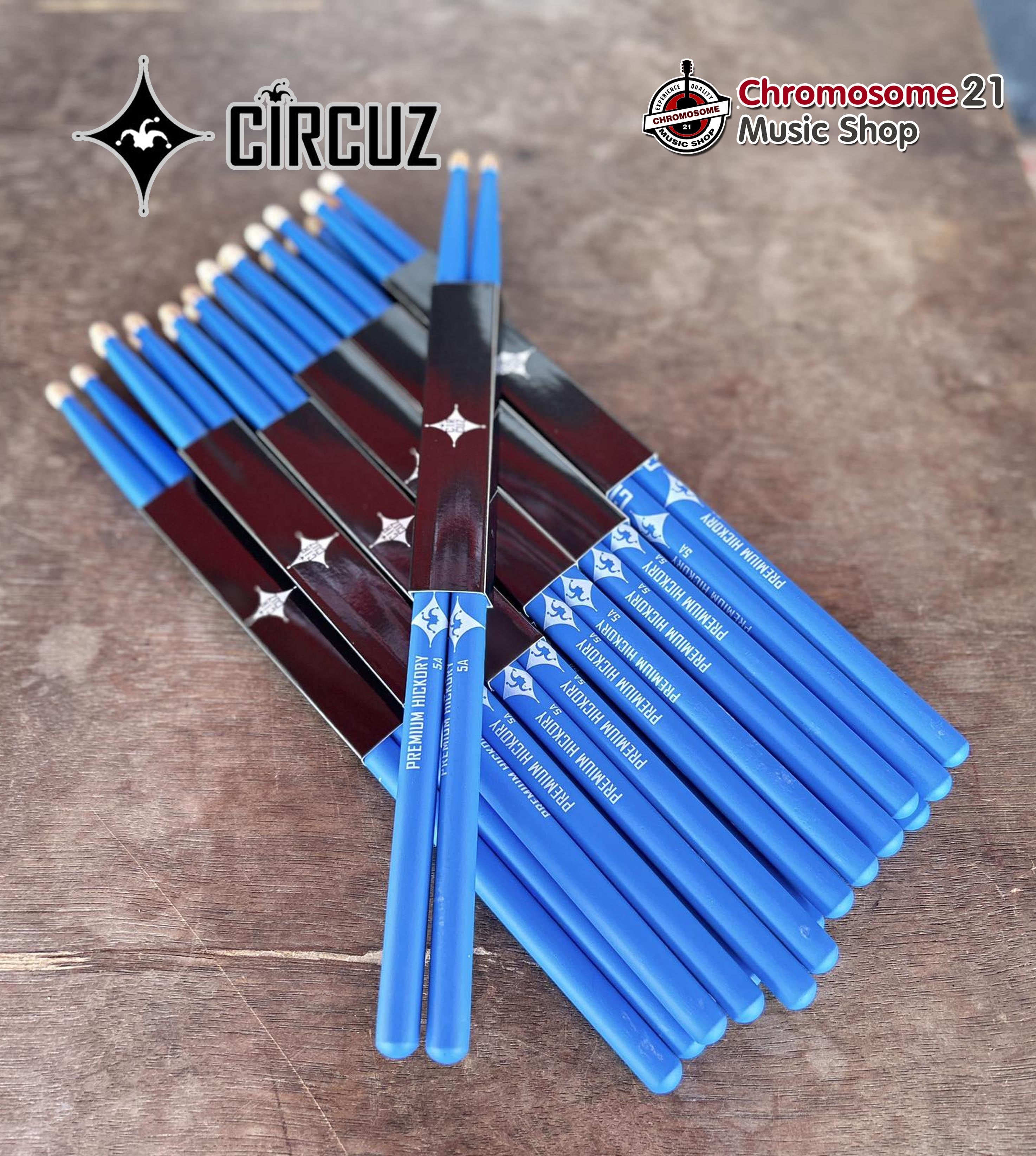ไม้กลอง Circuz (สีฟ้า) ผลิตจากไม้ Amarican Hickory เกรด Premium น้ำหนักมาตราฐาน ไม่หักง่าย
