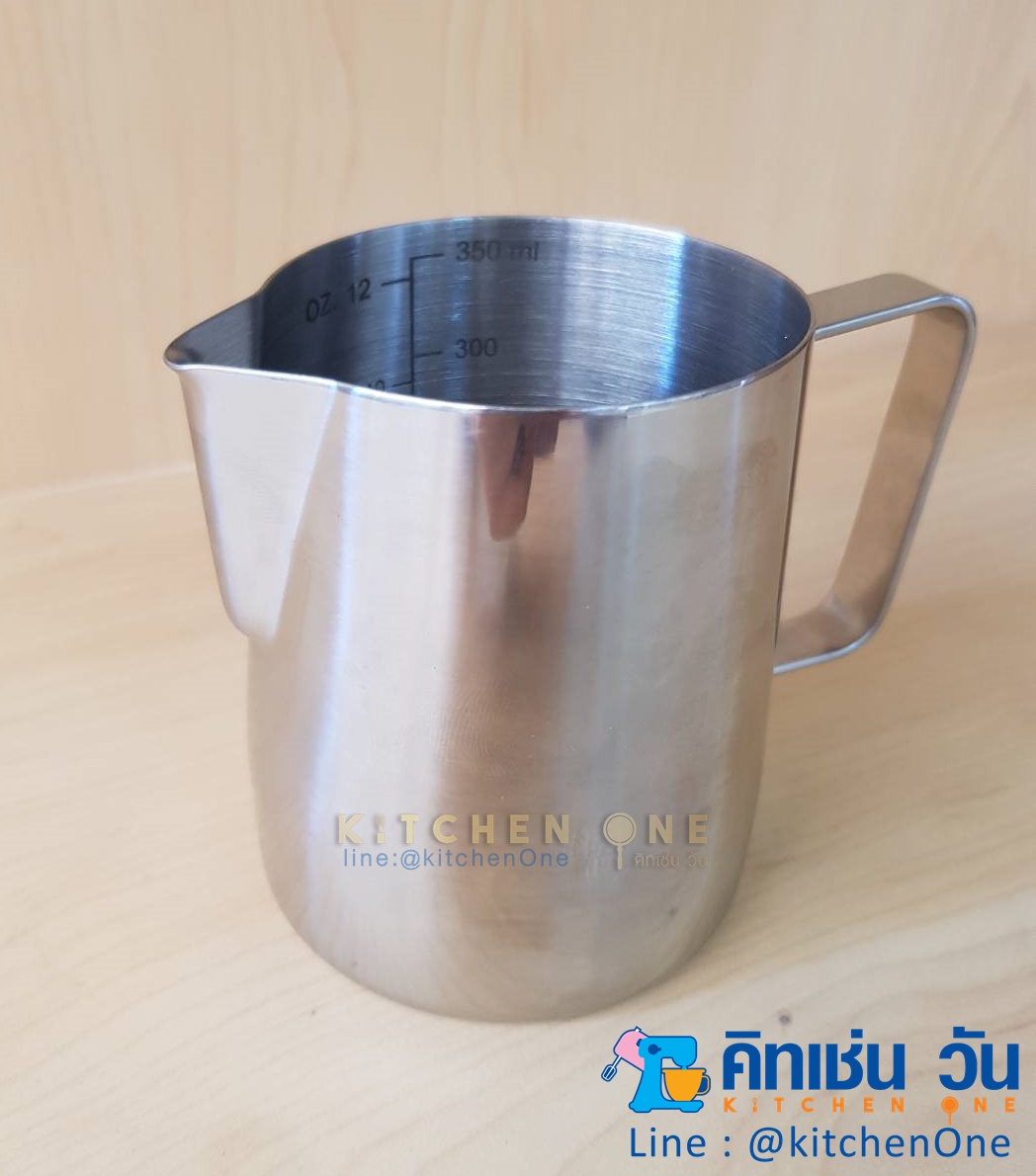 เหยือกตีฟองนม สแตนเลส ขนาด 350ml มีสเกลด้านใน Stainless Pitcher 350cc BOSS ZB-305K (แก้วตีฟองนม พิชเชอร์)