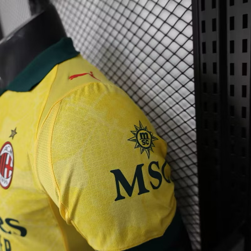 2025-26 เสื้อฟุตบอลเอซี มิลาน สีเหลือง สำหรับผู้ชาย Player Edition เกรดนักเตะ Size S-2XL