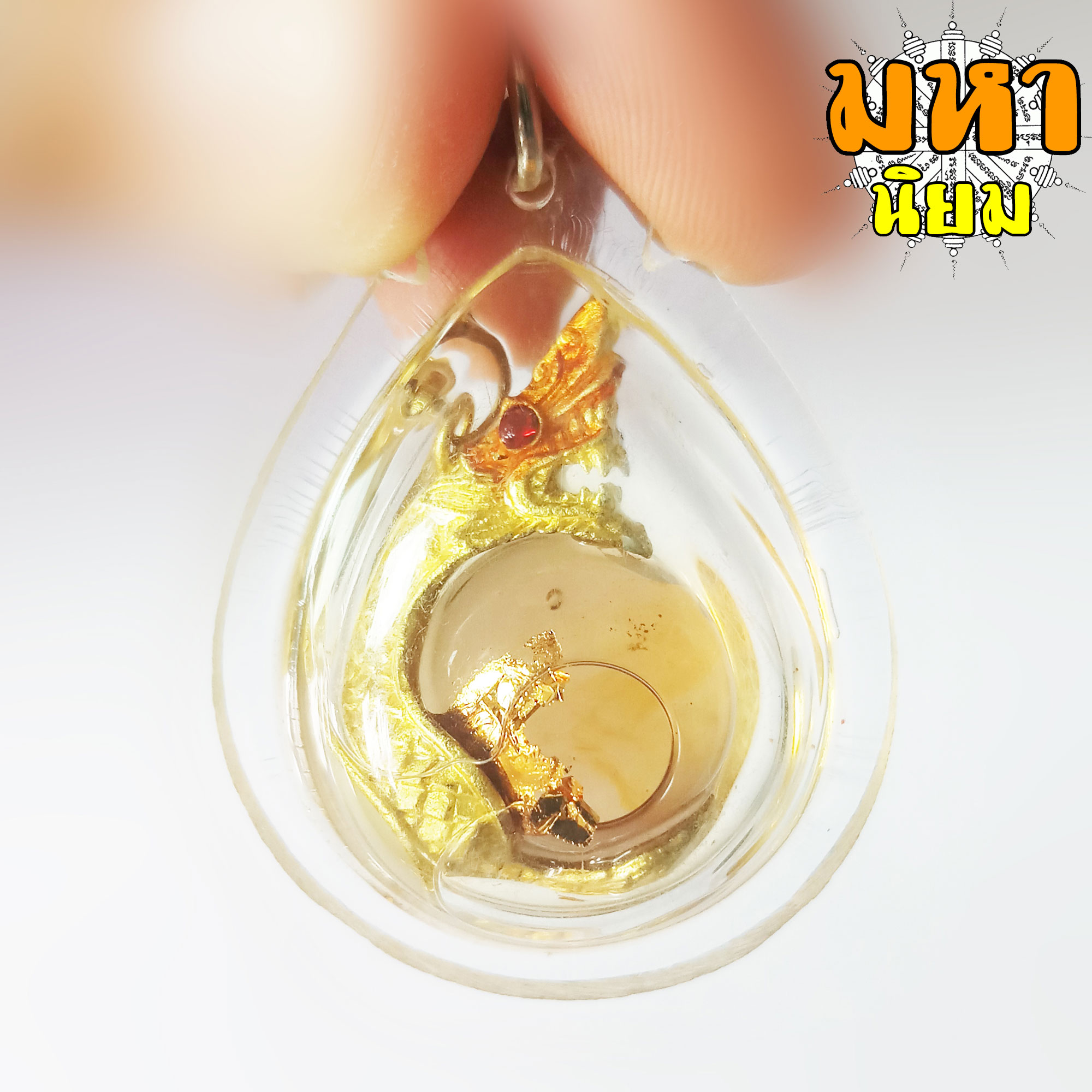 พญานาค คาบลูกแก้ว แช่น้ำมันจันทร์ วัดป่าคำชะโนด จ.อุดรธานี เลี่ยมกรอบพร้อมอย่างดี