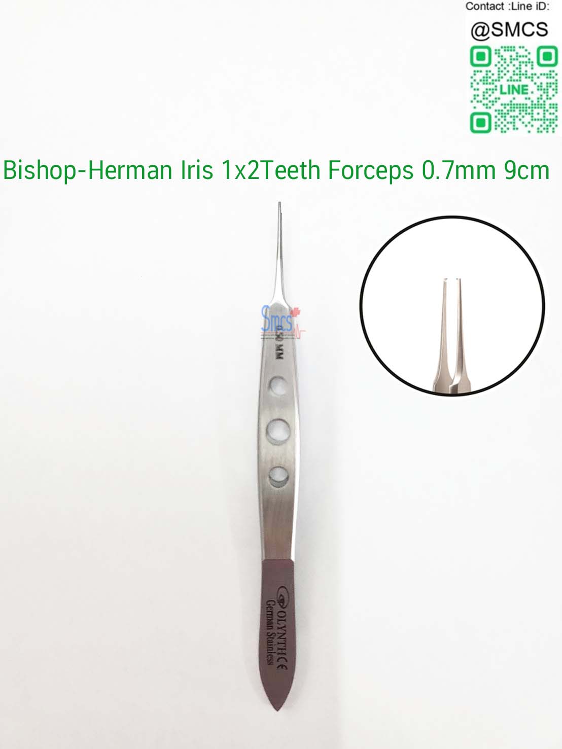 ปากคีบ Bishop Herman Iris 1x2 Teeth Forcep 0.7mm 9cm