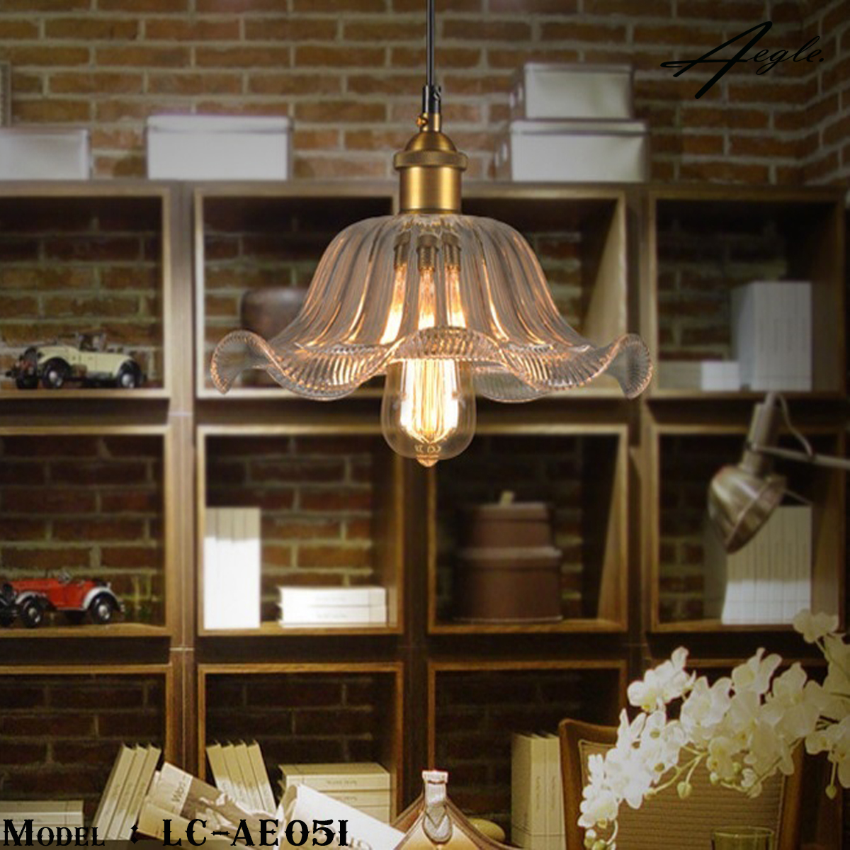 โคมไฟเพดานโต๊ะอาหารย้อนยุค ปากลอนแก้วใส