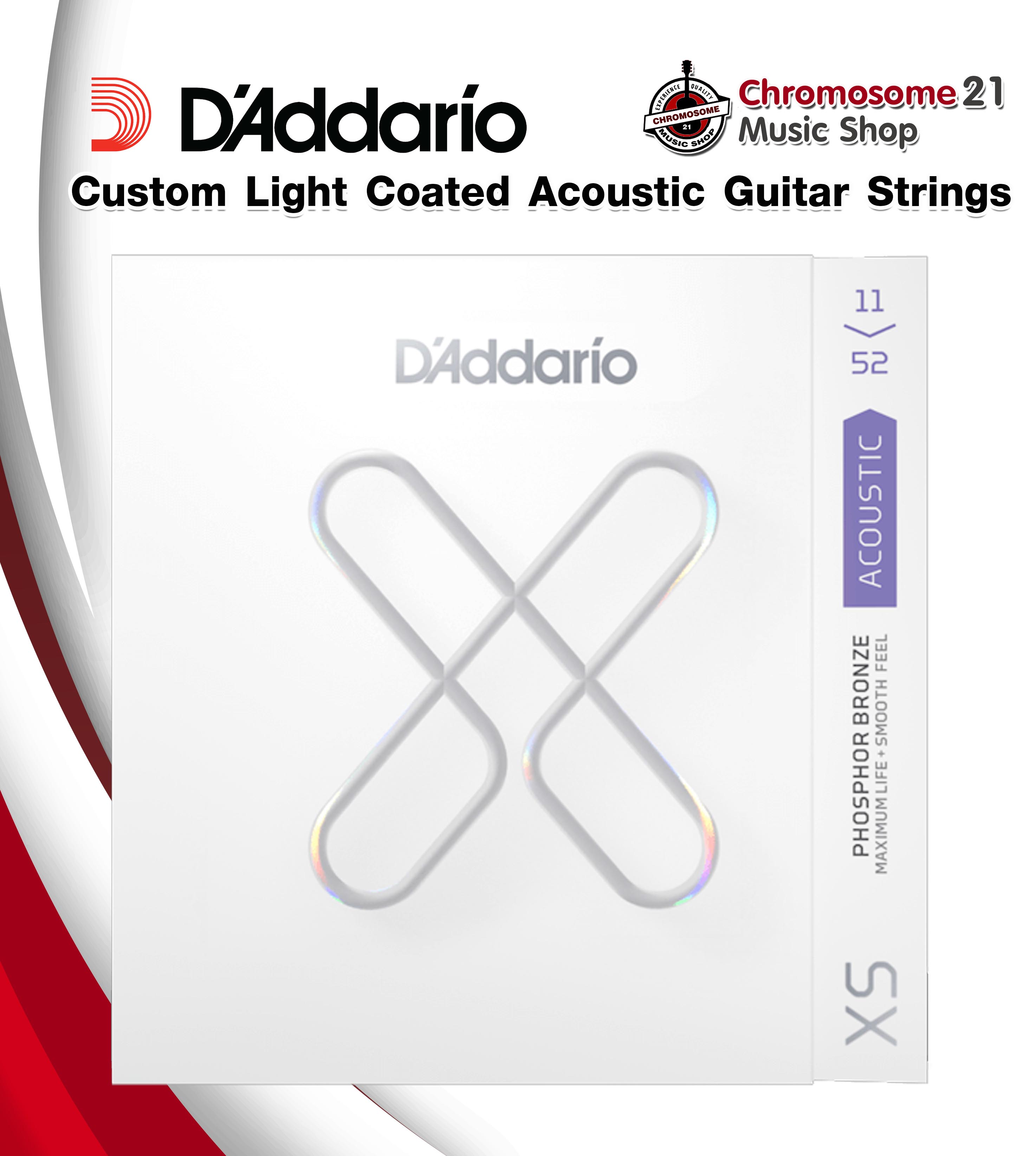 สายกีตาร์โปร่ง เคลือบกันสนิม D'Addario XSAPB1152 เบอร์ 11-52