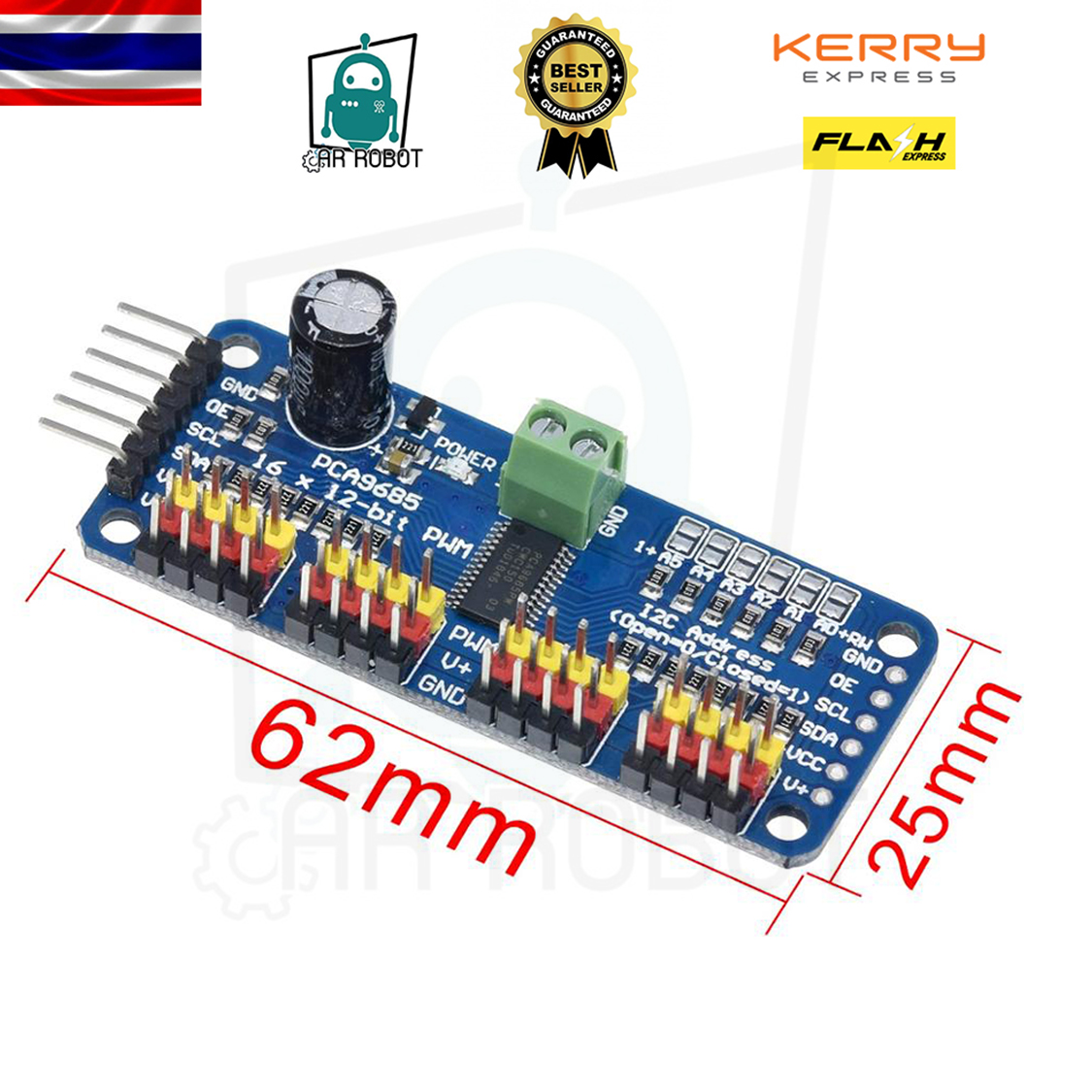 16-Channel 12-bit PWM Servo shield I2C interface PCA9685