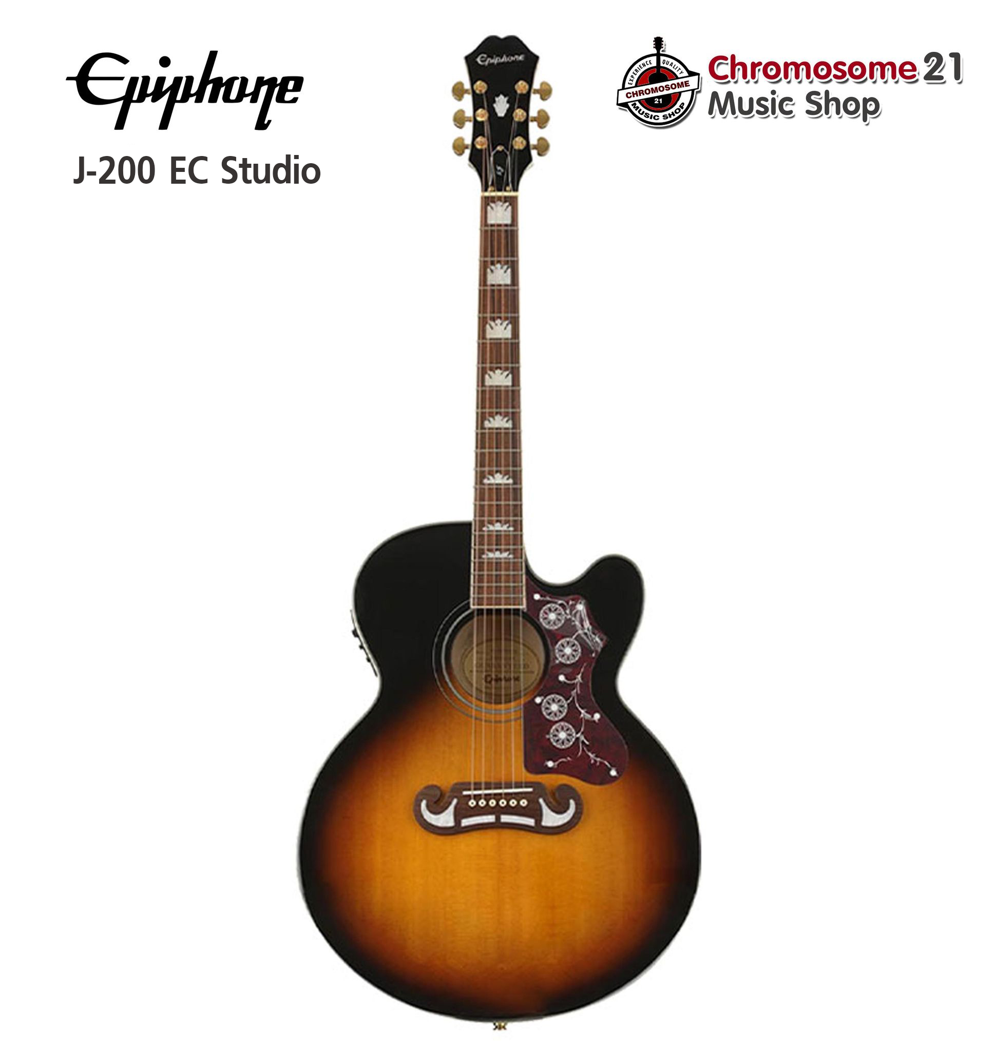 กีตาร์โปร่งไฟฟ้า EPIPHONE J-200 EC STUDIO (สี Vintage Sunburst)
