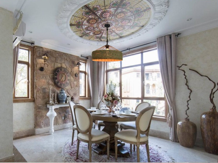 โคมไฟ American country พันเชือกลินิน ทรงกระโจม