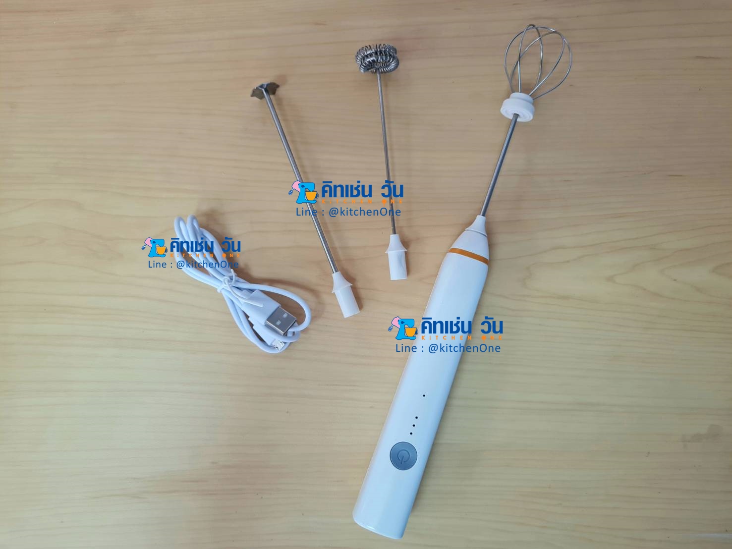 เครื่องตีฟองนมไร้สาย ชาร์จUSB รุ่น FR-M2 (ตีโฟมนม) FRY KING ได้หัวตีสแตนเลส 2 ชั้น,หัวตีไข่,แป้นปั่นฟองนม แถมสายชาร์จUSB