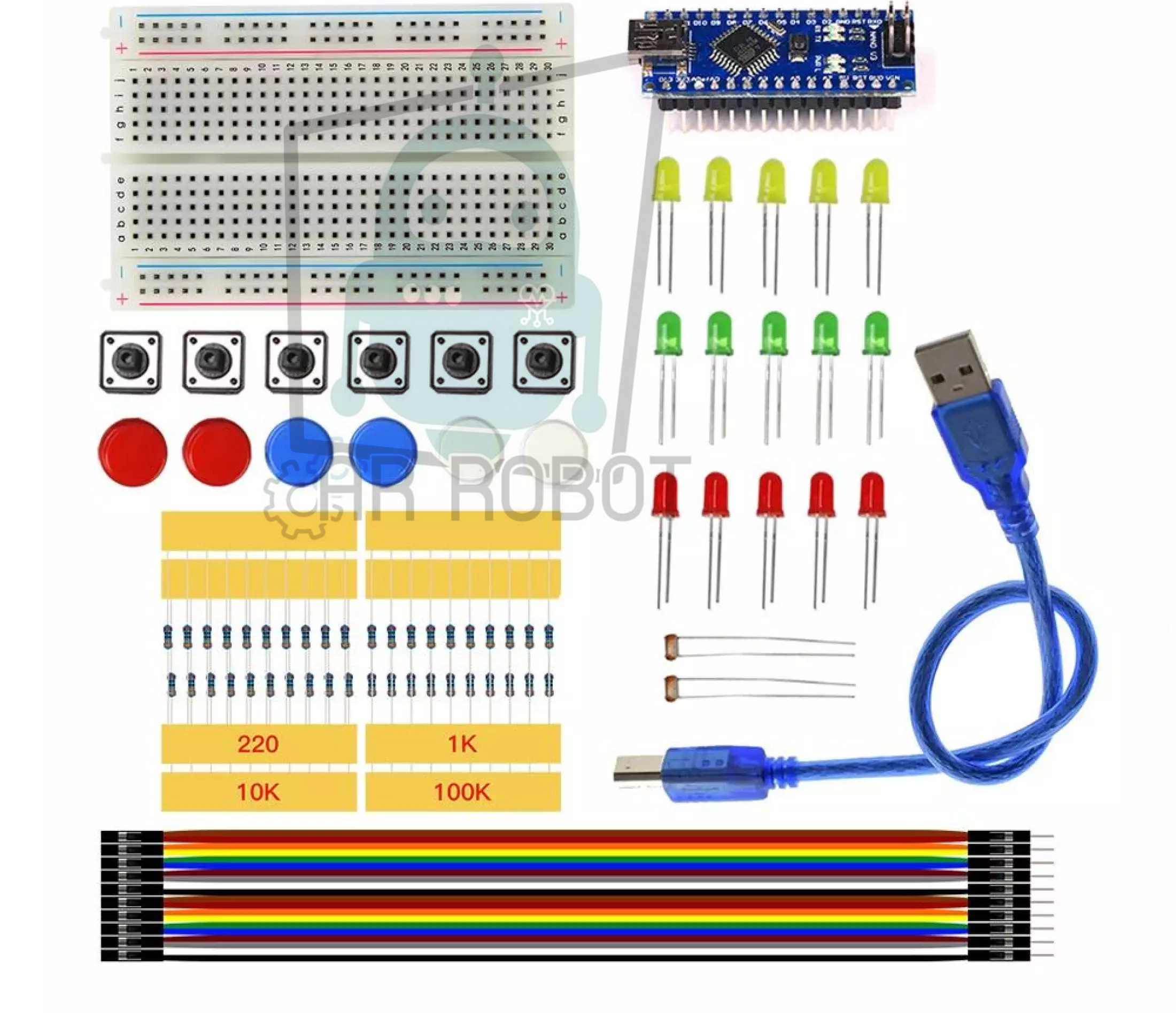 ชุดเรียนรู้บอร์ดไมโครคอนโทรเลอร์ Arduino Nano 3.0 controller compatible Starter Kit 1 ชุด