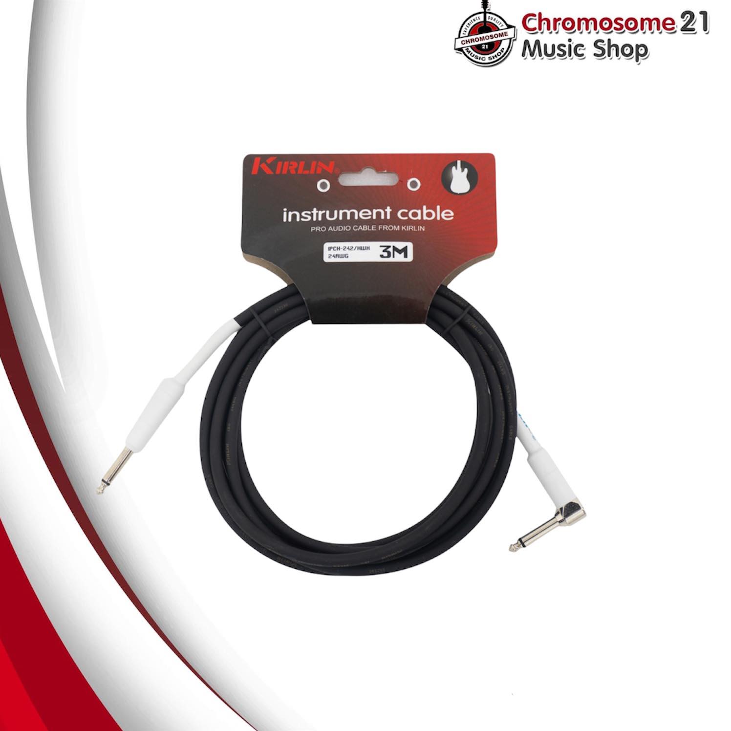 สายแจ็ค Kirlin 3 เมตร หัวแจ็คขาว หัวงอ/หัวตรง รุ่น IPCH-242 / HWH-3M