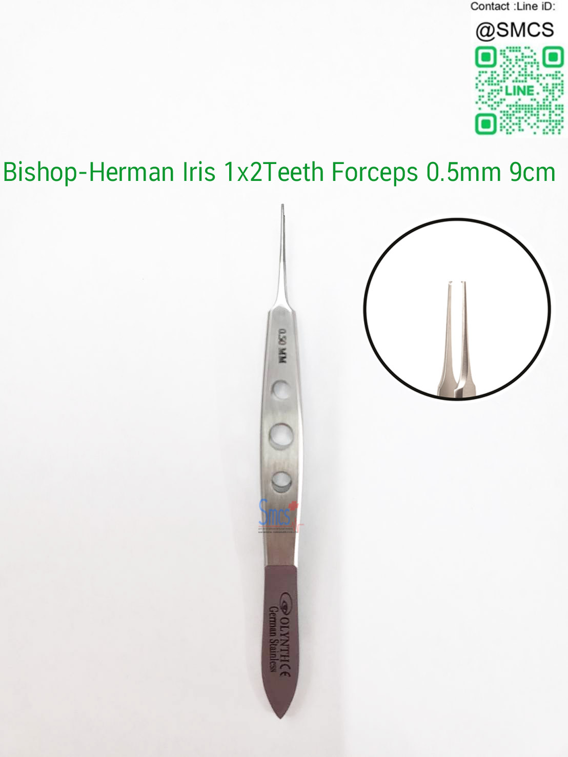 ปากคีบ Bishop Herman Iris 1x2 Teeth Forcep 0.5mm 9cm