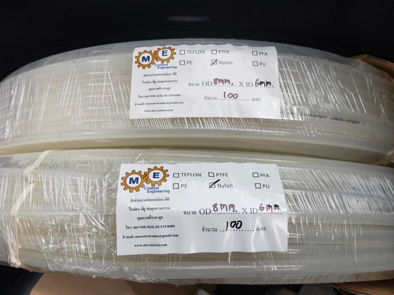 3.ท่อไนล่อน Nylon Tube สีขาว,สีดำ ขนาด 6x8 mm. (6x8มม.)
