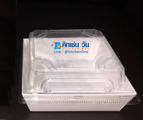 กล่องสี่เหลี่ยมฝาใส ถาดอาหารเคลือบพร้อมฝาครอบใส (แพ็คละ 25 ชุด) กล่องใส่เค้กลาวา กล่องใส่ของว่าง กล่องใส่แซนวิช S2