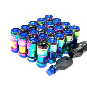 NUT-040 น็อตล้อแต่งน็อตVOLK RACING(สีรุ้งไทเทเนียม) เกลียว 1.25 mm ครบชุด 20ตัว