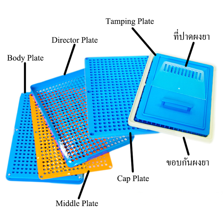 เครื่องบรรจุแคปซูลยา เบอร์ 0 (ครั้งละ 400 แคปซูล) สีฟ้า มีขอบกันผงยา