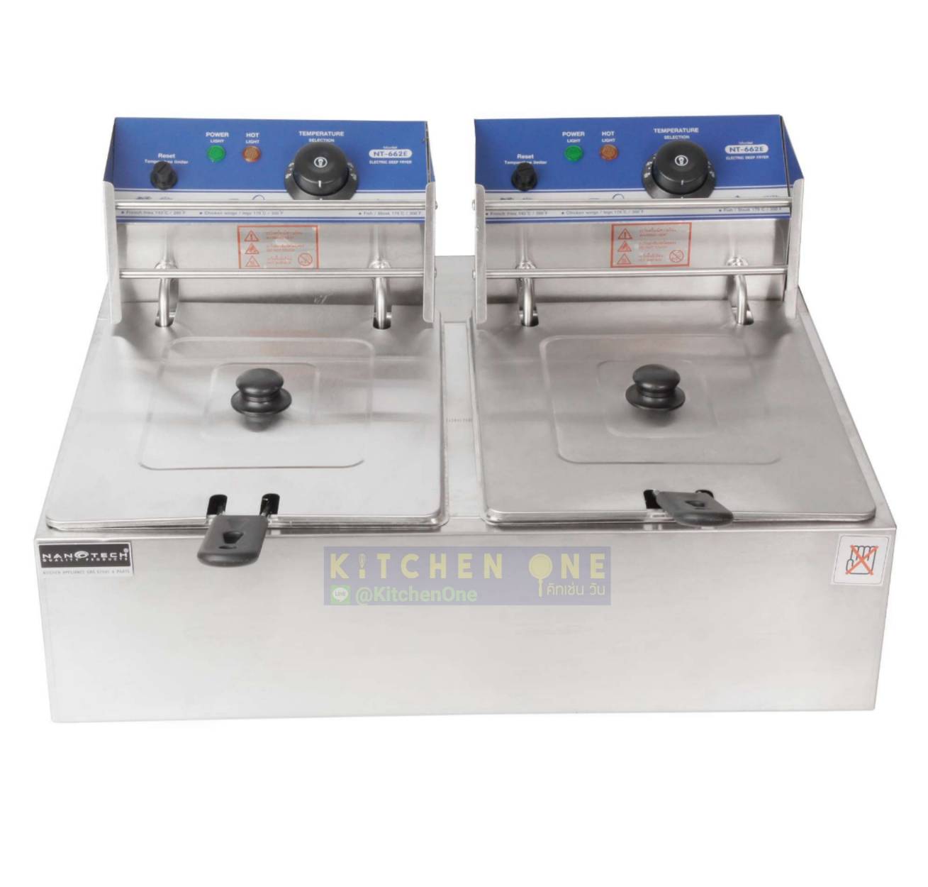 NANOTECH เตาทอดไฟฟ้า 2 อ่างทอด 6ลิตร+6ลิตร รุ่น NT-662E (หม้อทอด แบบตั้งโต๊ะ)