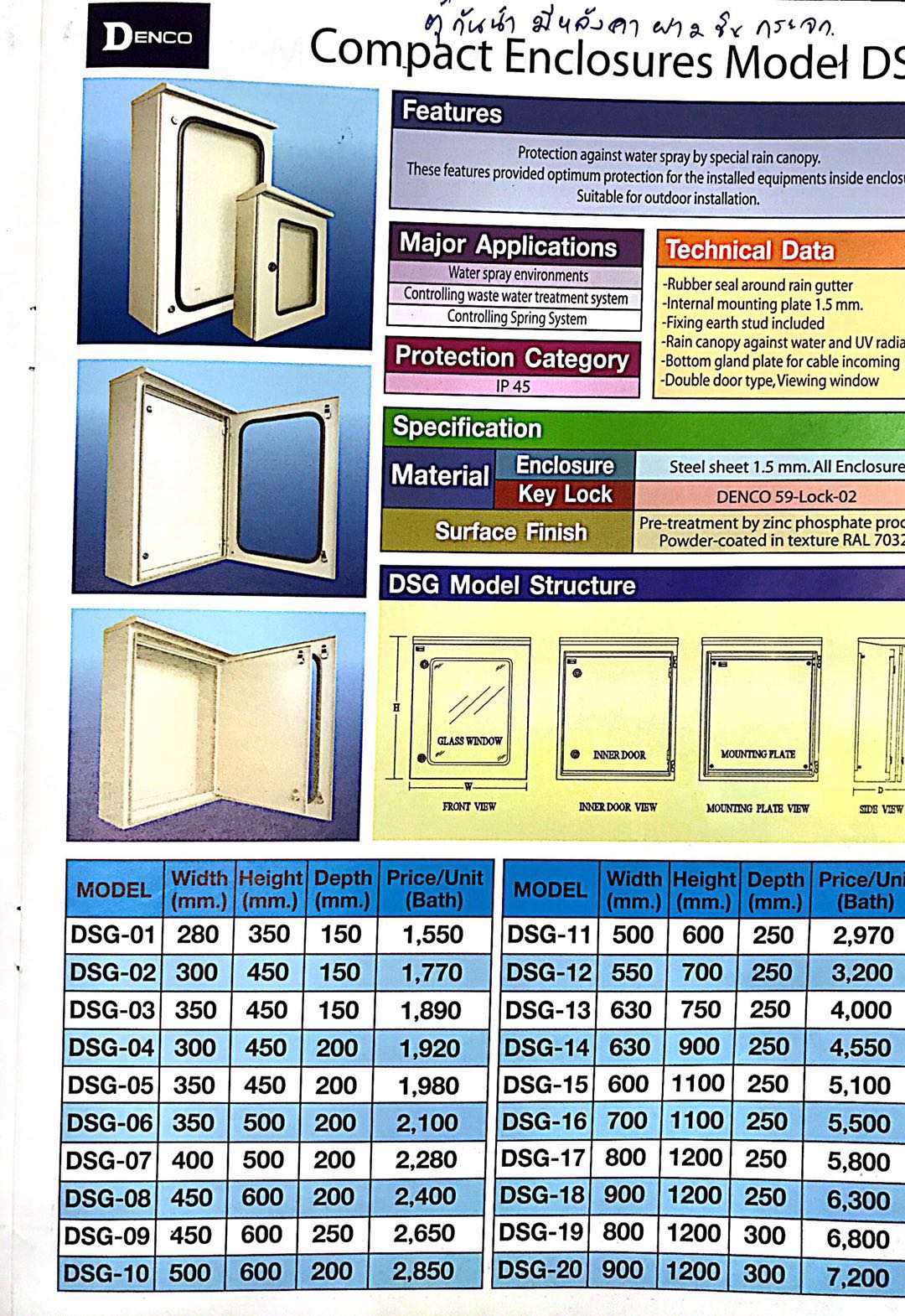 ตู้กันน้ำประตู 2 ชั้นกระจก DSG COMPACT ENCLOSURE