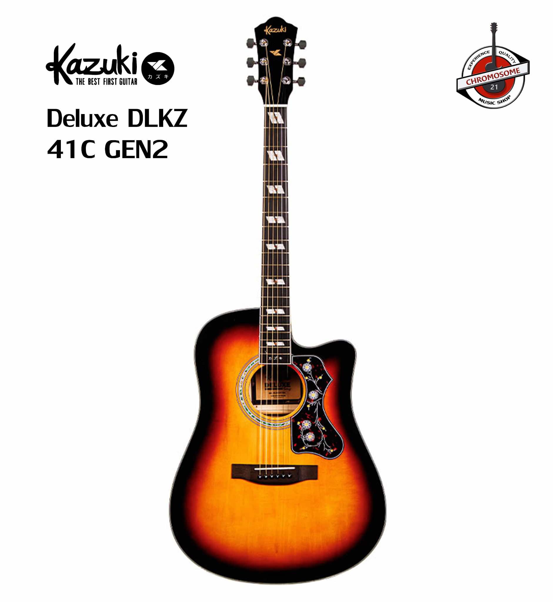 กีตาร์โปร่ง Kazuki Deluxe DLKZ-41C GEN2 (สี Sunburst)