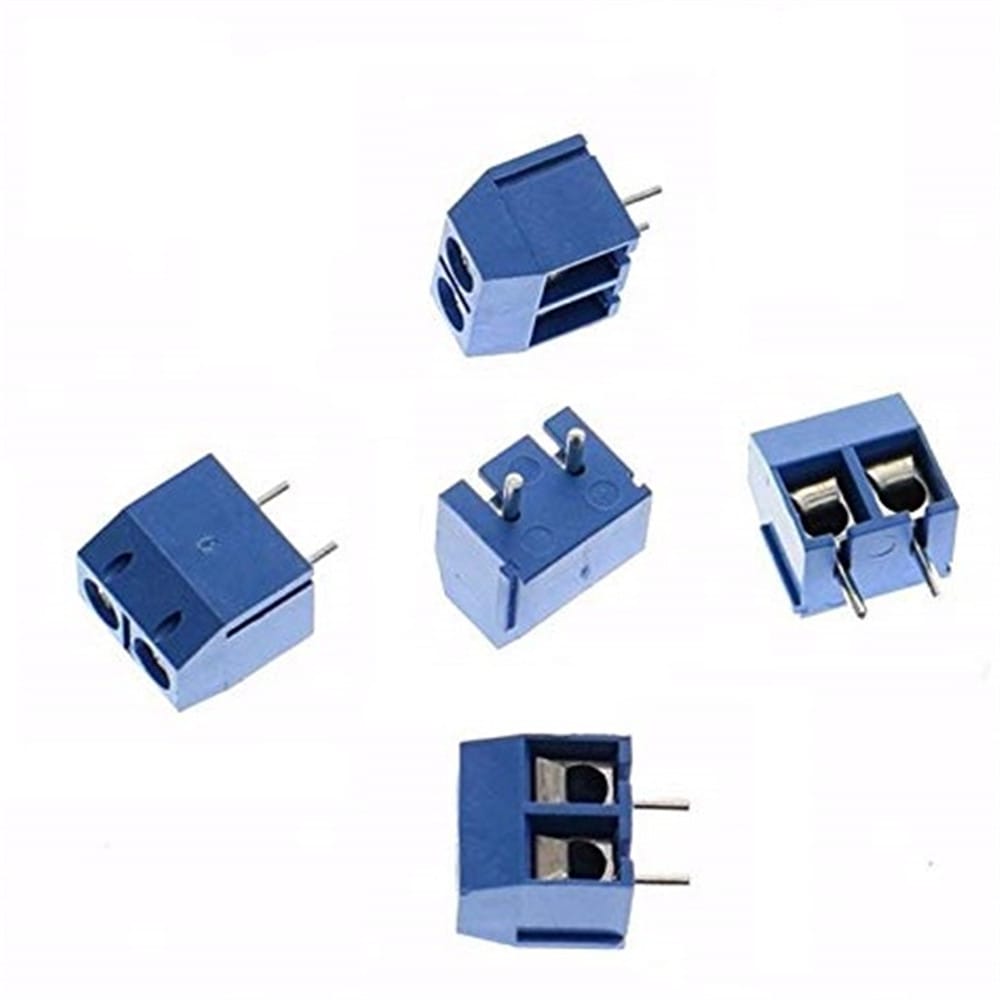 Terminal Block 2 pin Connector 5mm Pitch คอนเน็คเตอร์แบบสกรูหมุน 2 ขา สีน้ำเงิน ระยะห่างระหว่างขา 5 มม.