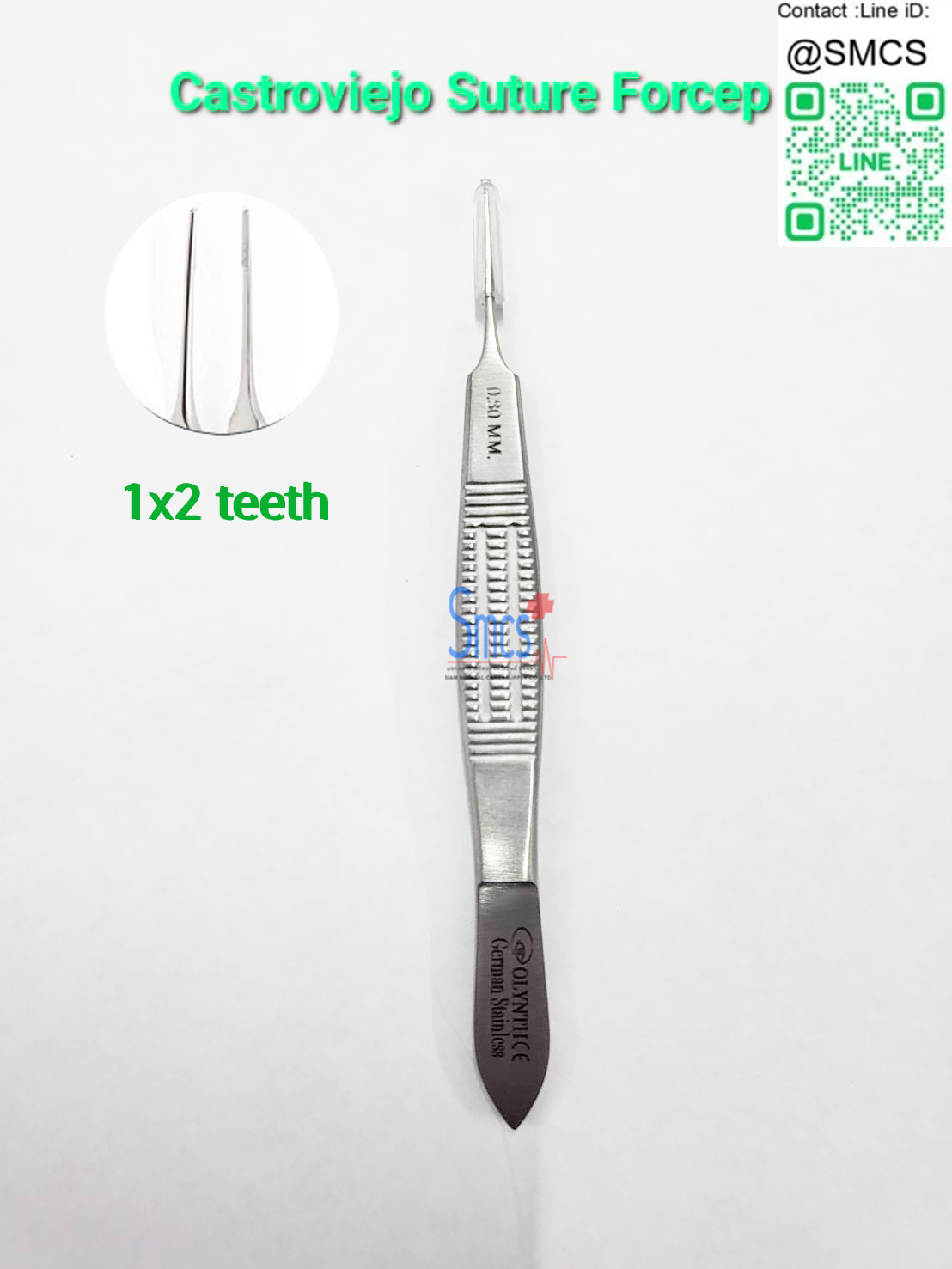 ปากคีบ Castroviejo Suture Forceps 1x2 teeth 0.5mm 11cm.