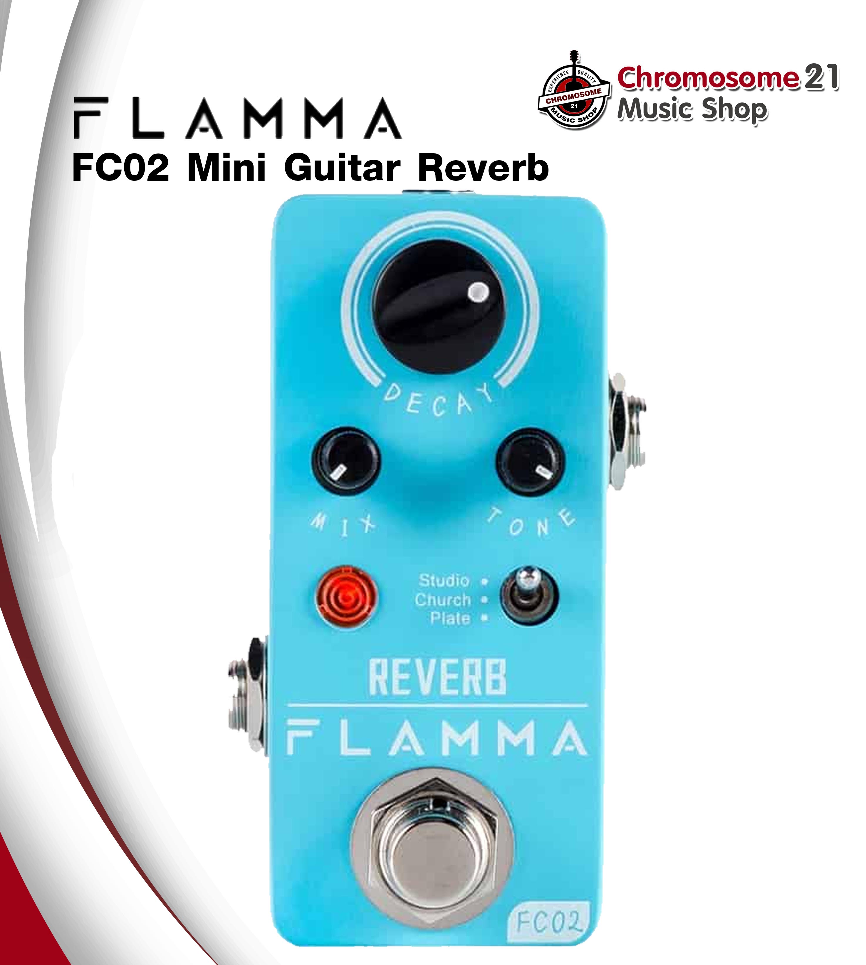 เอฟเฟคกีตาร์ Flamma FC02 Mini Guitar Reverb Pedal Studio Church Plate