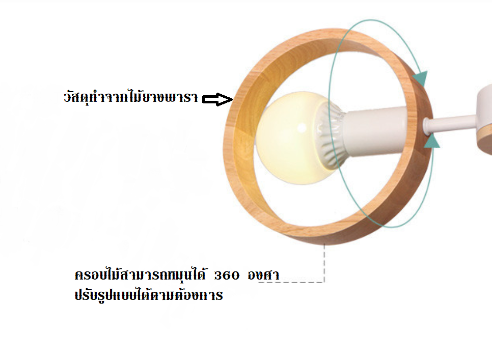 โคมไฟห้อยเพดาน Nordic ทรงพัดลมเพดานครอบไม้ 6 หัว