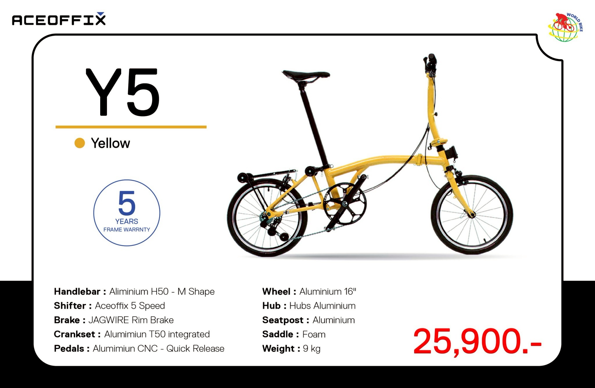 จักรยานพับได้ ACEOFFIX รุ่น Y5
