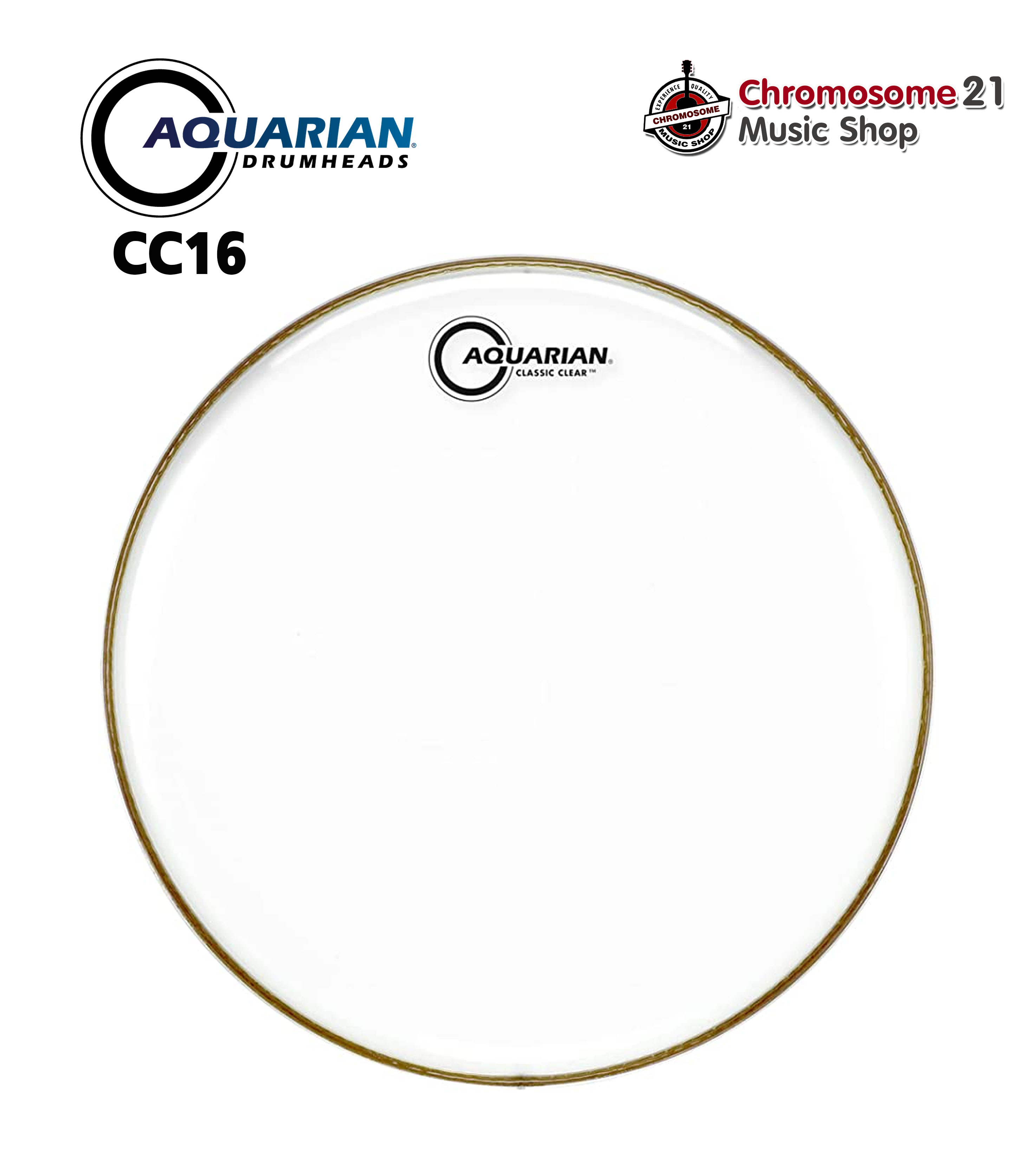 หนังกลองทอม Aquarian CC16 Classic Clear (หนังใสชั้นเดียว) ขนาด16นิ้ว