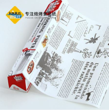 กระดาษไขรองอบลายหนังสือพิมพ์ สีขาว/สีน้ำตาล กระดาษห่อขนม ห่อแซนวิช ยาว 8 เมตร หน้ากว้าง 30 ซม