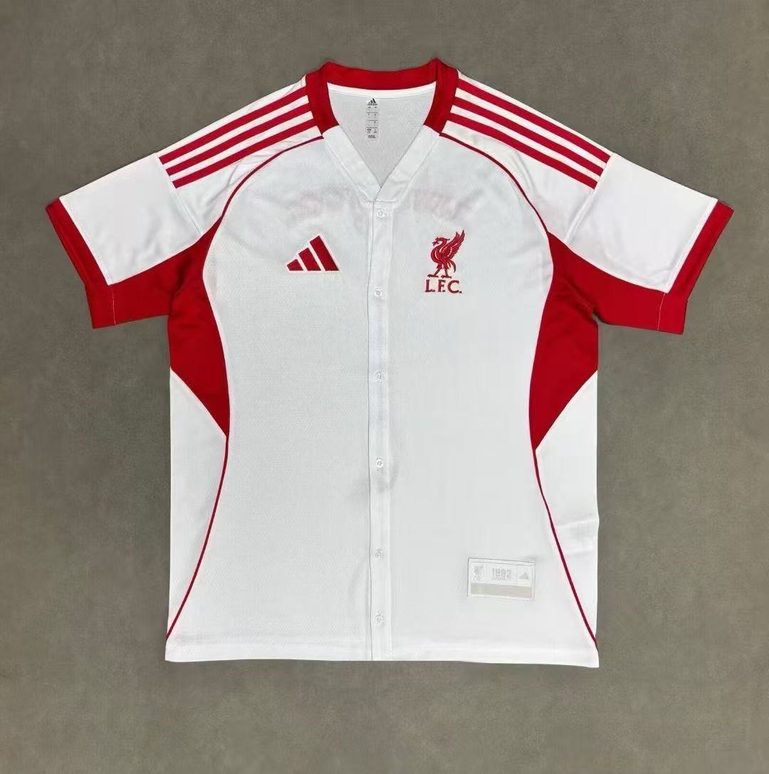 เสื้อเบสบอล Baseball ทีมลิเวอร์ สีขาว เกรดเเฟนบอลพรีเมี่ยม 2025