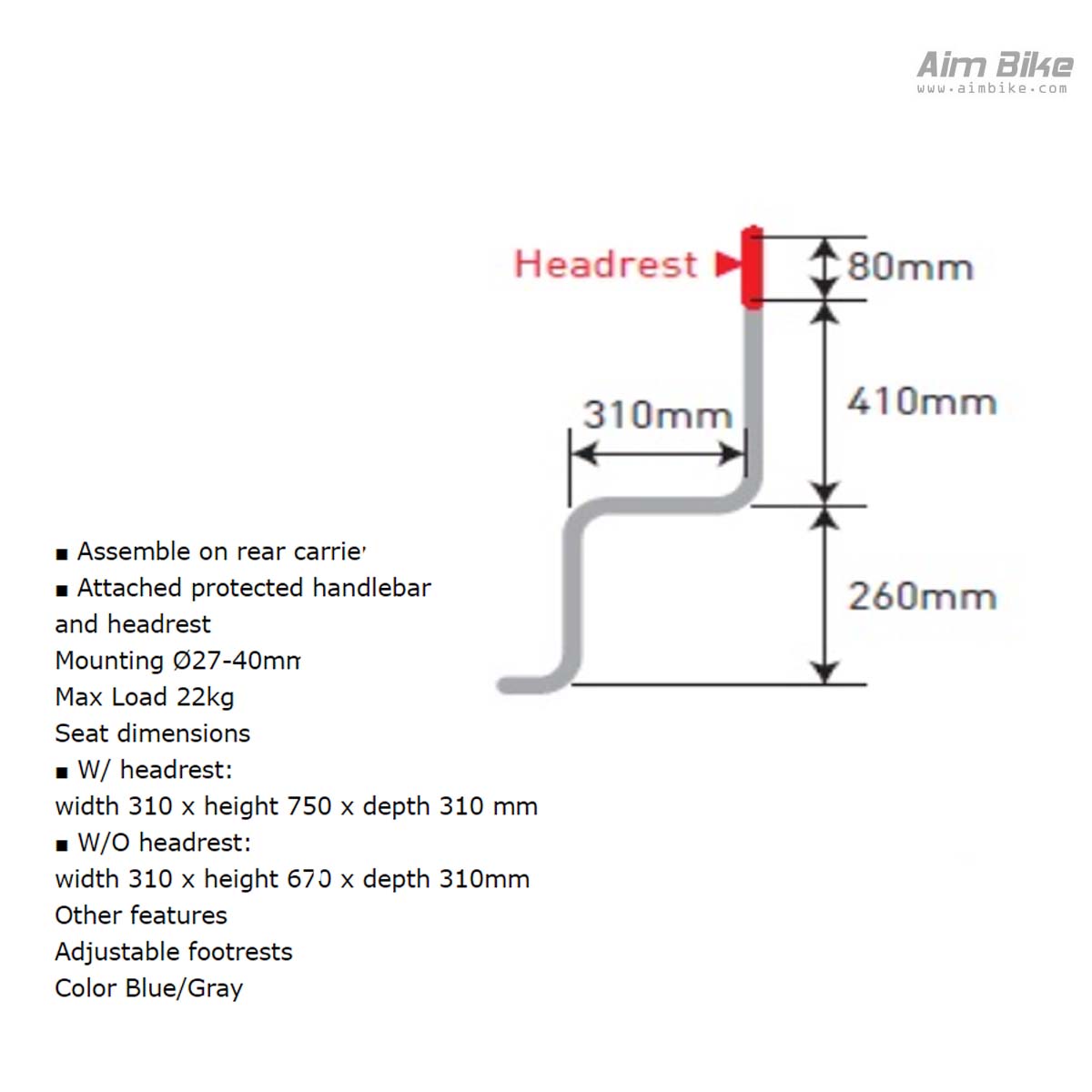 YCT Roller รุ่น รุ่น YC-841 ที่นั่งเด็กด้านหลัง แบบตัวใหญ่พิศษ