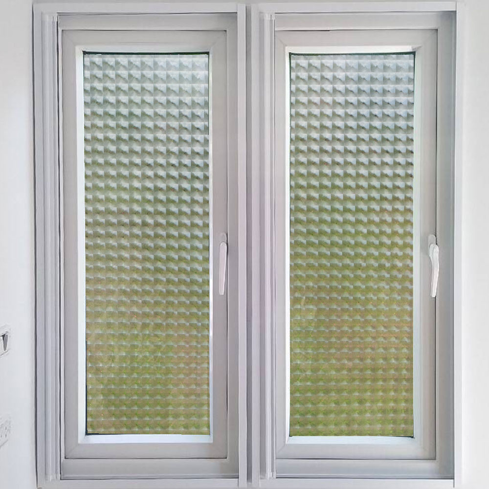 ฟิล์มติดกระจก สูญญากาศ ลายตาราง ขาวขุ่น ใส (SVK-S010) ตัดขายเป็นเมตร ฟิล์มติดกระจก บังตา กันUV ลดความร้อน PVC ไม่มีกาว ลอกแล้วติดใหม่ได้ ติดหน้าต่าง นำเข้าจากเกาหลี