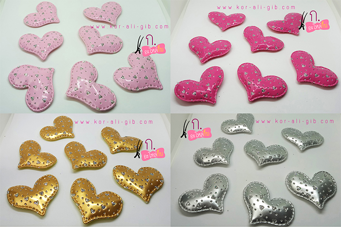 AA036 หัวใจประดับเพชร 4 สี ทอง เงิน ชมพู บานเย็น (แพค 20 ชิ้น)